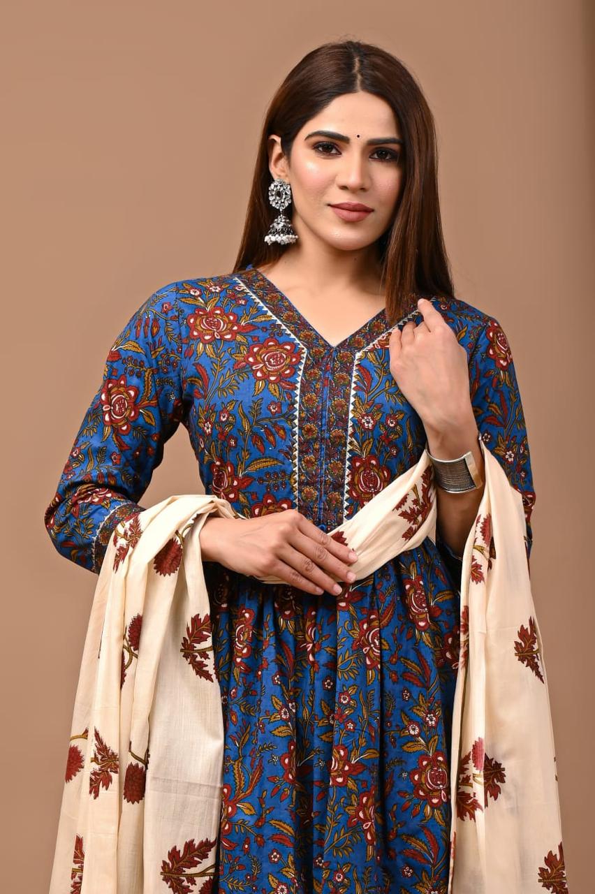 Nyra Cut Cotton Suit with Mulmul Dupatta