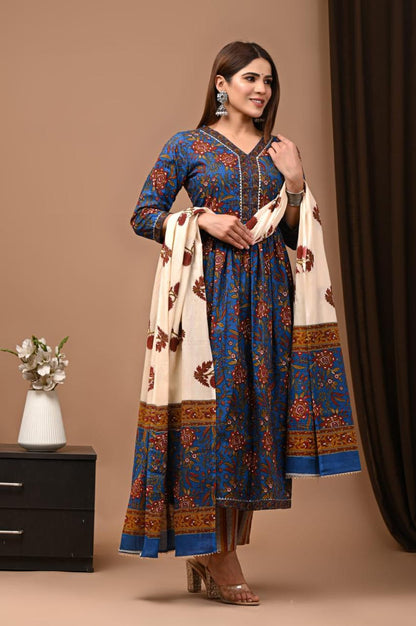 Nyra Cut Cotton Suit with Mulmul Dupatta