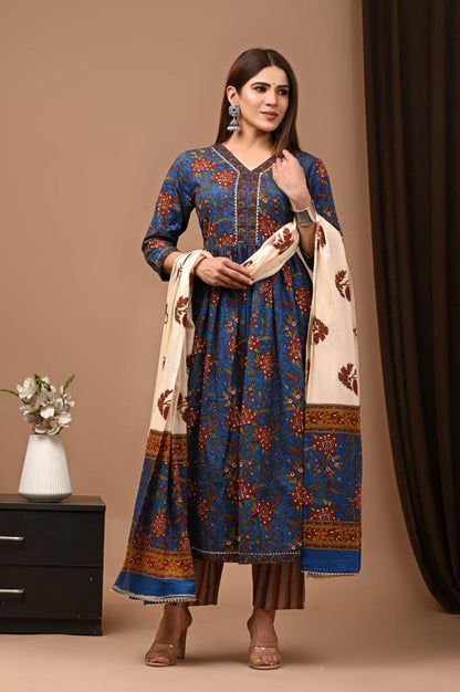 Nyra Cut Cotton Suit with Mulmul Dupatta