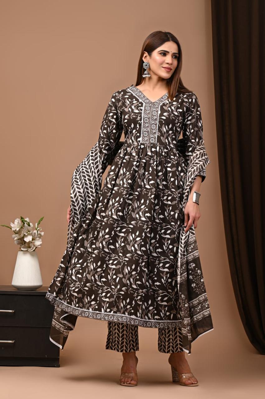 Nyra Cut Cotton Suit with Mulmul Dupatta