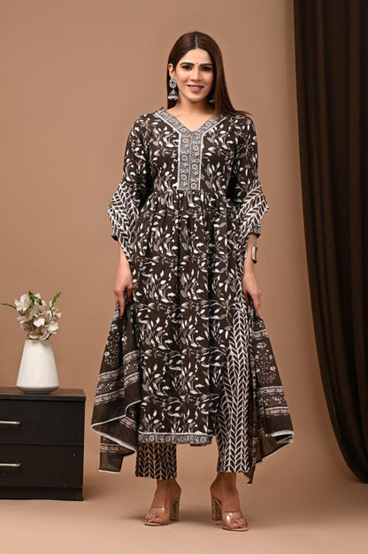 Nyra Cut Cotton Suit with Mulmul Dupatta