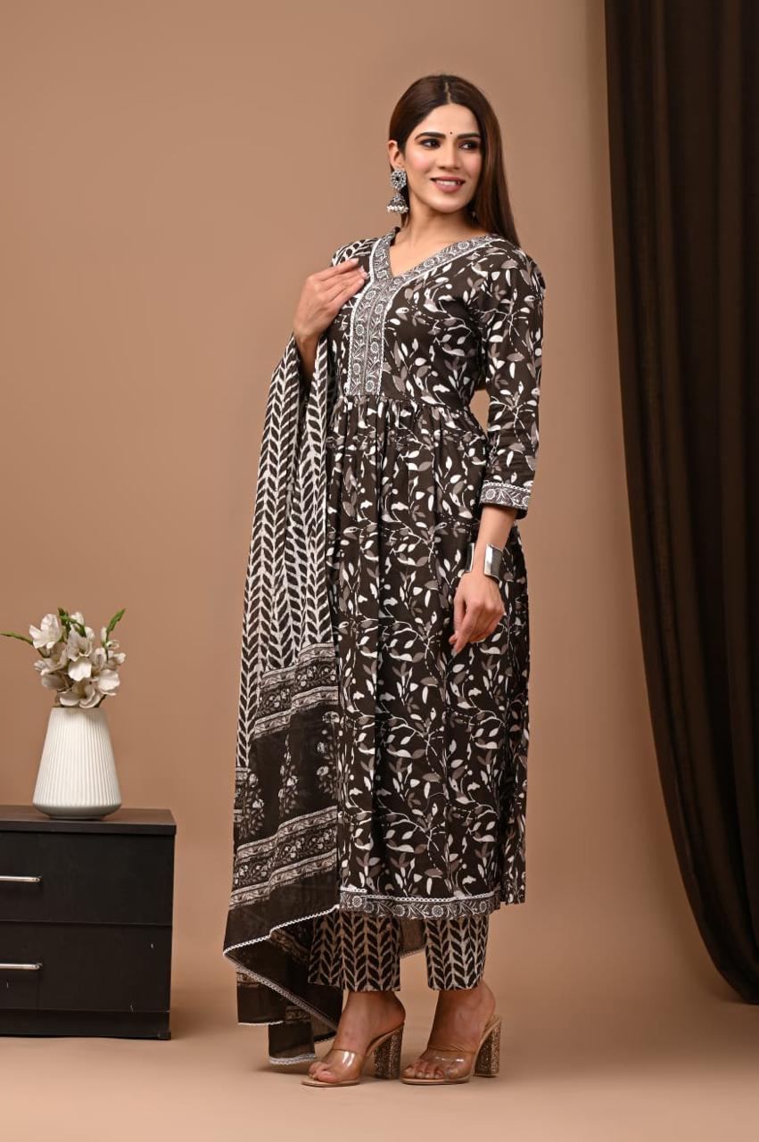 Nyra Cut Cotton Suit with Mulmul Dupatta