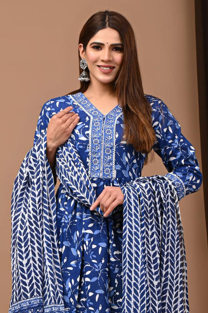 Nyra Cut Cotton Suit with Mulmul Dupatta