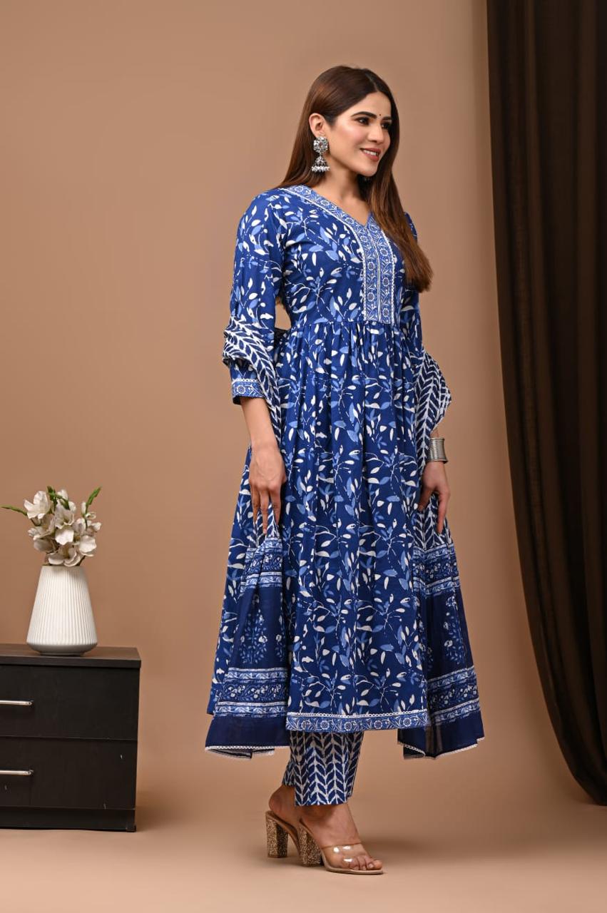 Nyra Cut Cotton Suit with Mulmul Dupatta