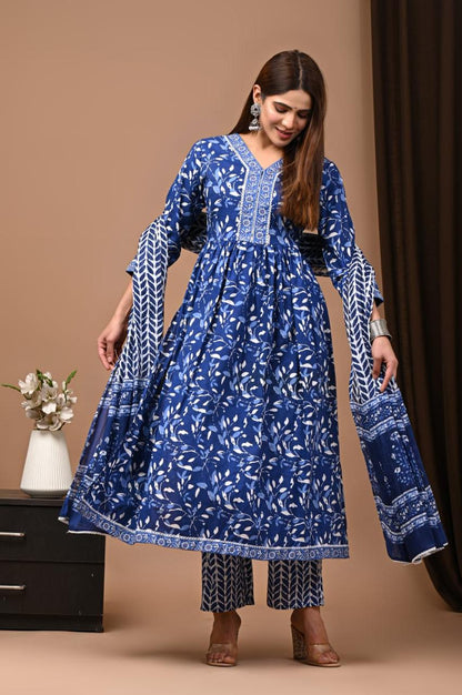 Nyra Cut Cotton Suit with Mulmul Dupatta