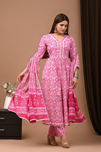 Nyra Cut Cotton Suit with Mulmul Dupatta