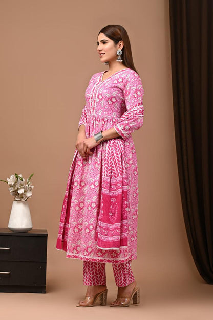 Nyra Cut Cotton Suit with Mulmul Dupatta