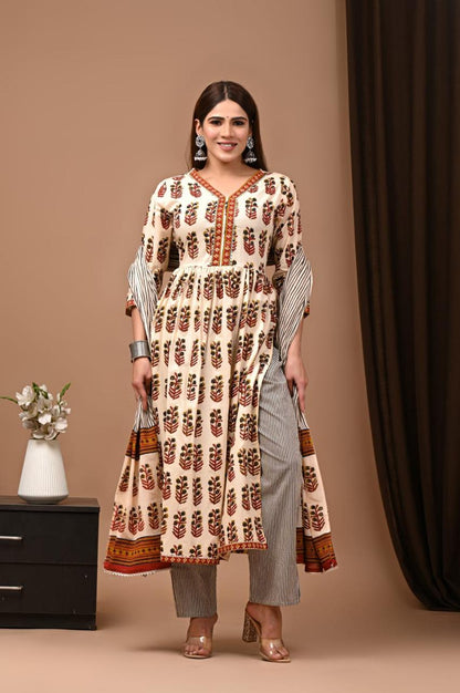 Nyra Cut Cotton Suit with Mulmul Dupatta